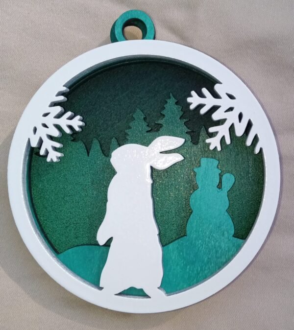 Christmas 3D Laser Cut Ornaments – Snow Bunny & Snowman