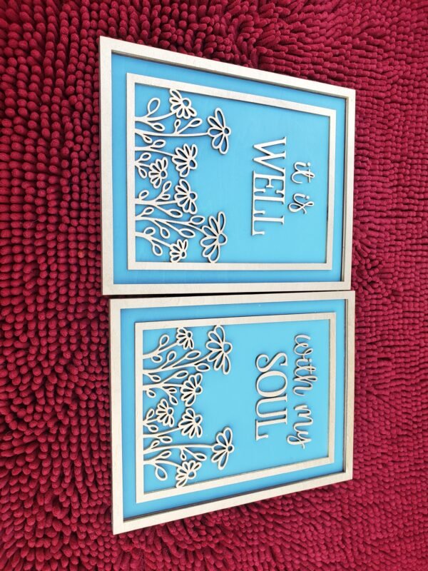 Serenity Blooms: 'With My Soul' & 'It Is Well' Wall Hanging Set - Image 4