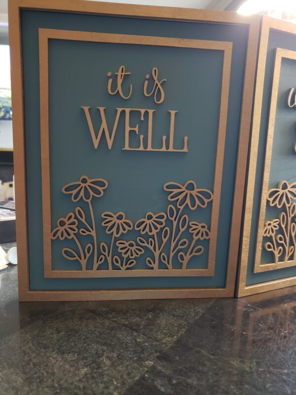 Serenity Blooms: 'With My Soul' & 'It Is Well' Wall Hanging Set