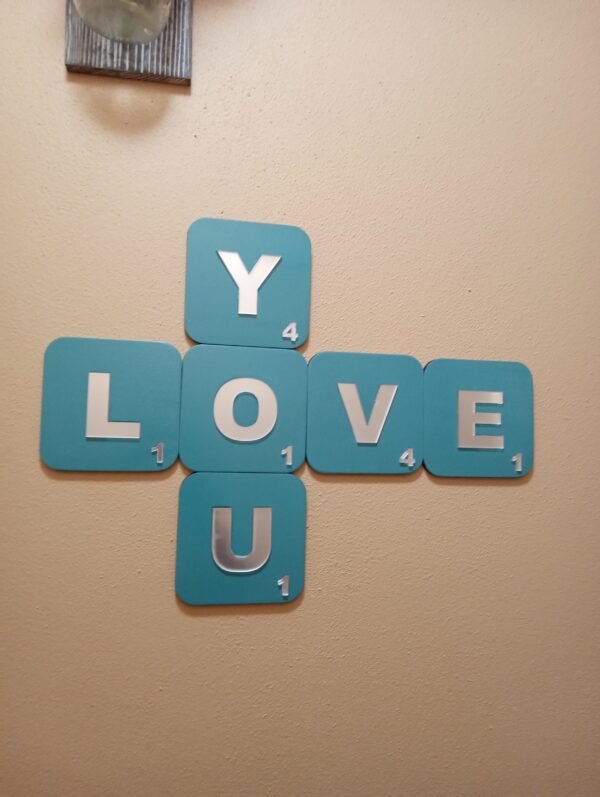 Vintage Teal Mirror Letter Scrabble Tile – 3D Custom Wall Art - Image 3