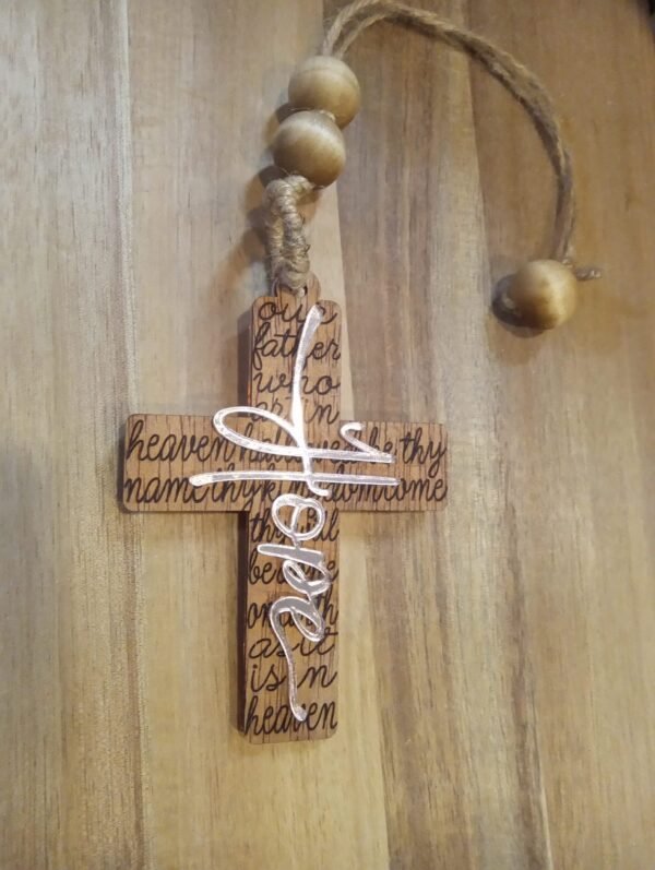 Handcrafted “Hope” Cross – Rearview Mirror or Wall Hanging - Image 3