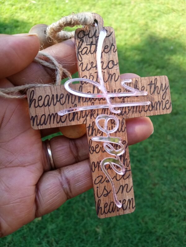 Handcrafted “Hope” Cross – Rearview Mirror or Wall Hanging