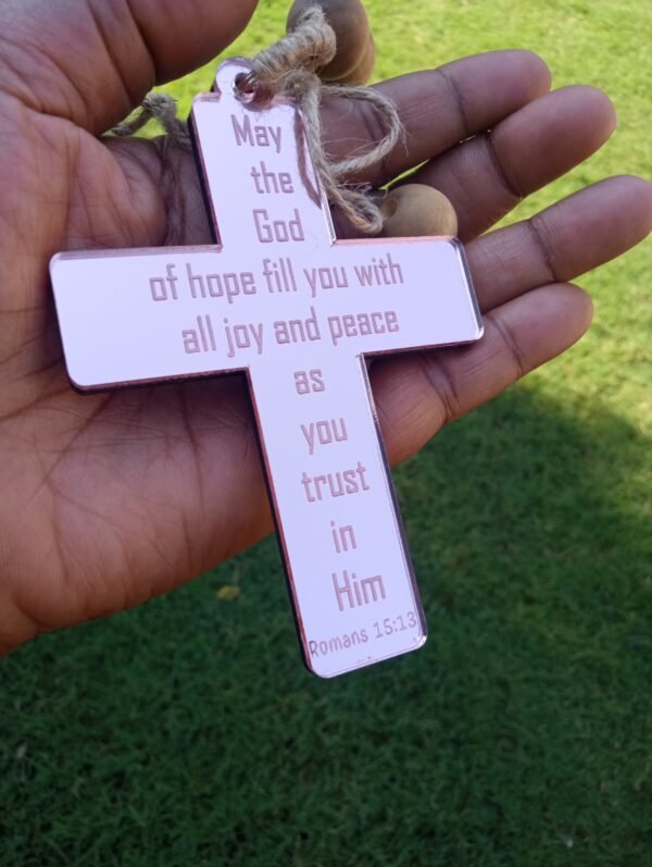 Handcrafted “Hope” Cross – Rearview Mirror or Wall Hanging - Image 4